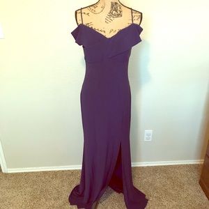 Nightway deep purple off shoulder evening gown 10